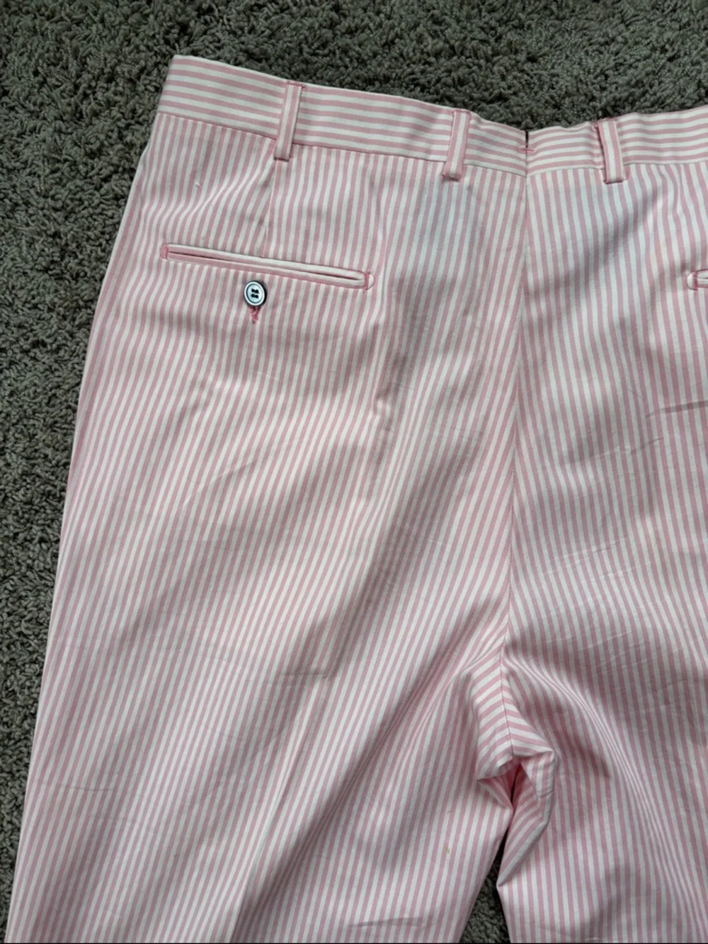 Pescarolo pleated seersucker trousers in pink and white